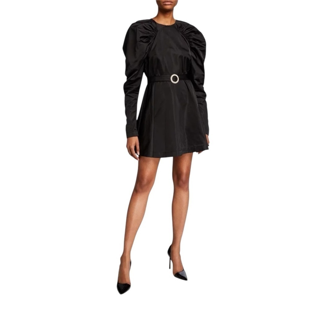 Rotate Birger Christensen Black Puff Long Sleeve Belted Mini Dress Size 8